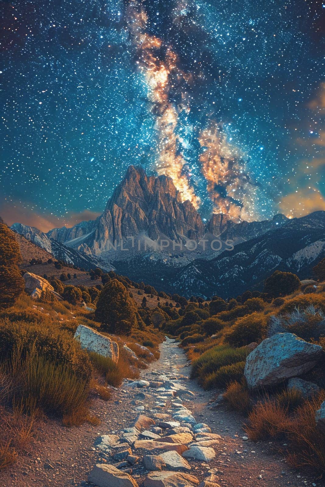 The Milky Way arching over a quiet mountain landscape, evoking wonder and the vastness of space.