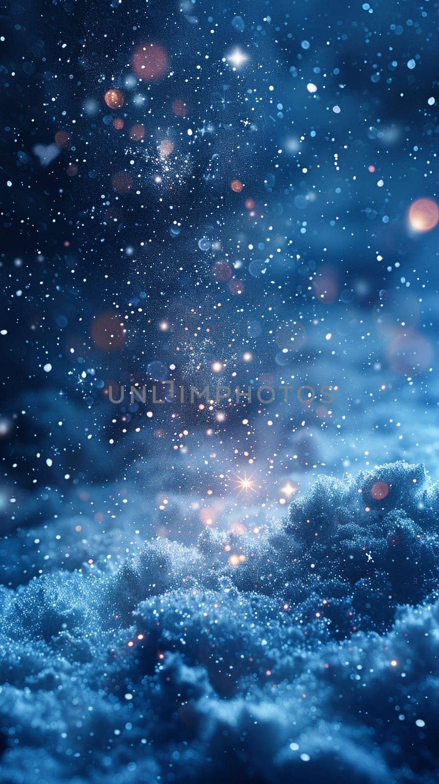 Snowflakes gently falling against the backdrop of a night sky by Benzoix