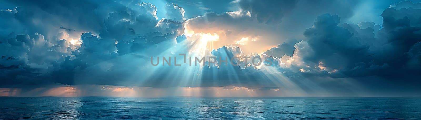 Sunbeams through heavy rain clouds by Benzoix