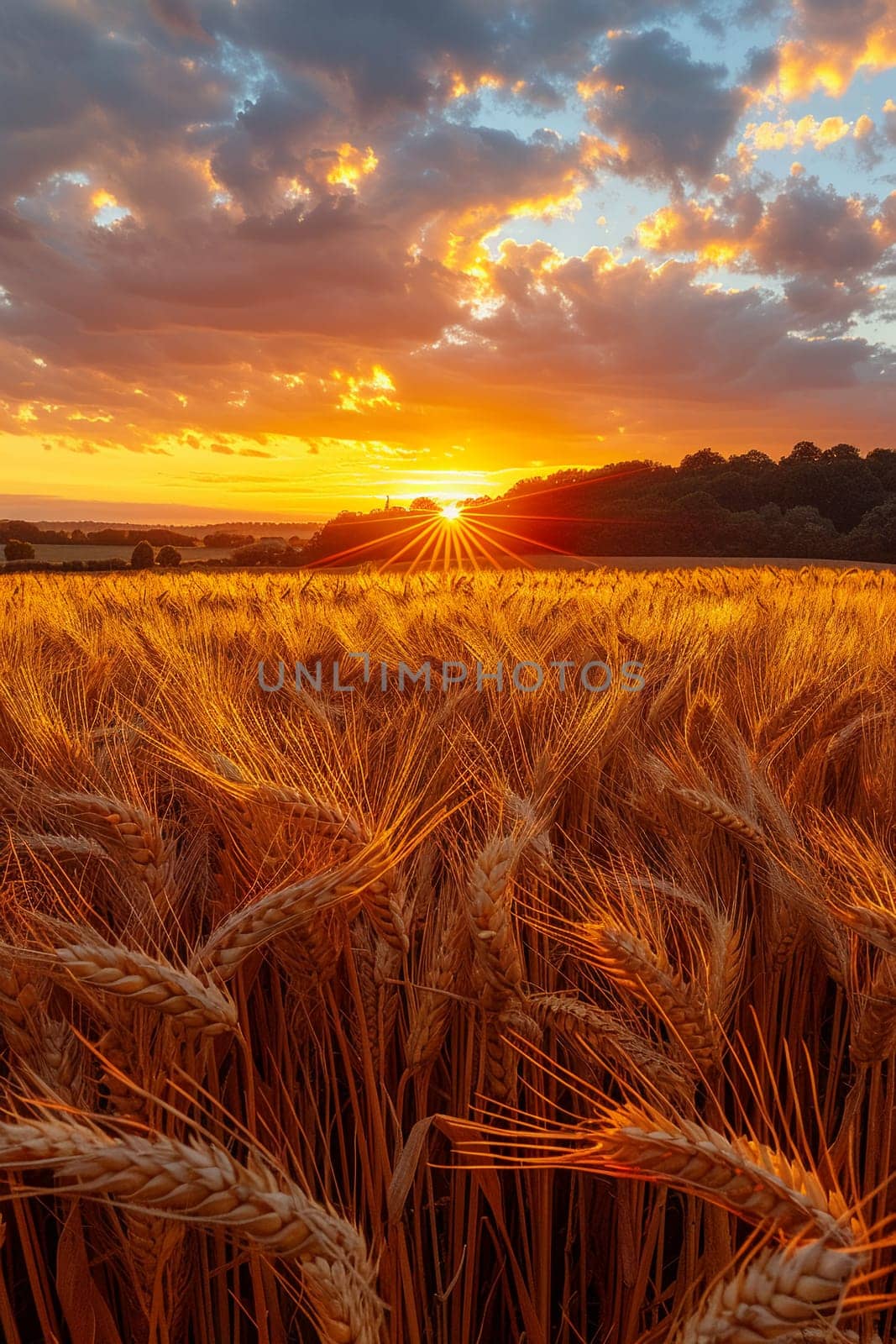 Waves of grain in a field at sunset, symbolizing abundance and the natural world.