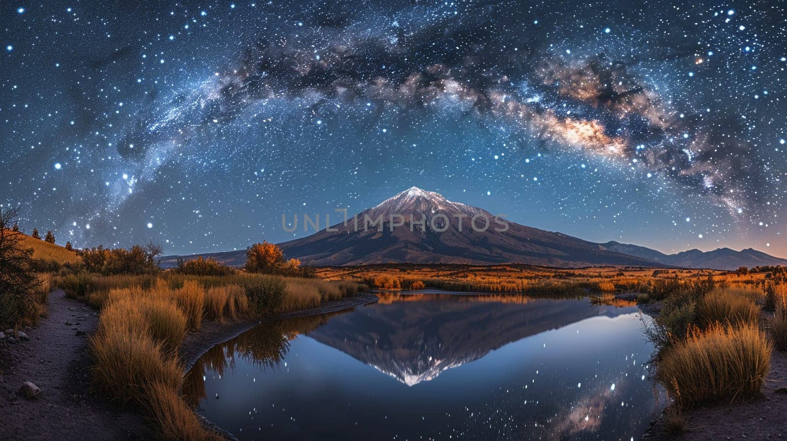 The Milky Way arching over a quiet mountain landscape, evoking wonder and the vastness of space.