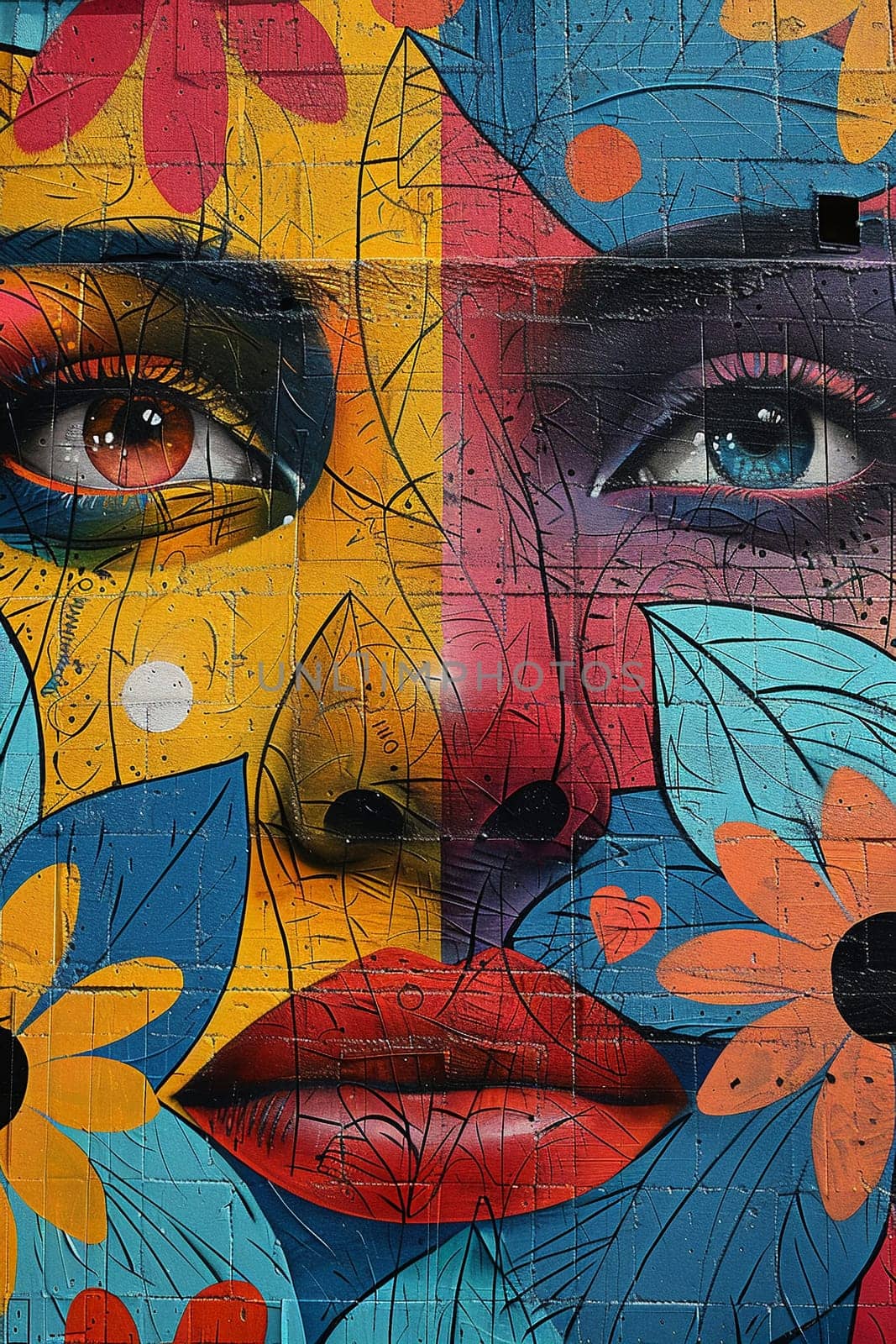 A vibrant mural painting on an urban wall by Benzoix