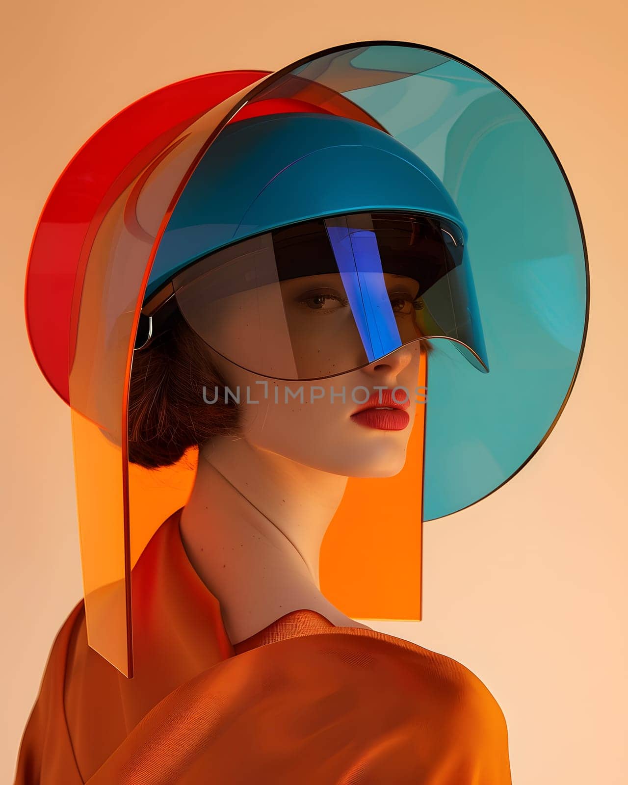 a woman wearing a colorful hat and sunglasses by Nadtochiy