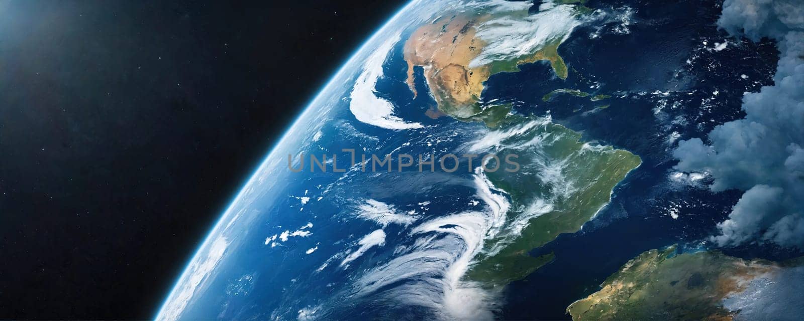 Planet earth view from space. Generative AI. High quality photo