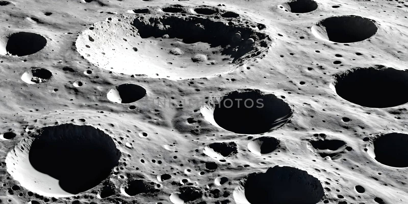 Craters of the moon. Black and white. Generative AI. High quality photo