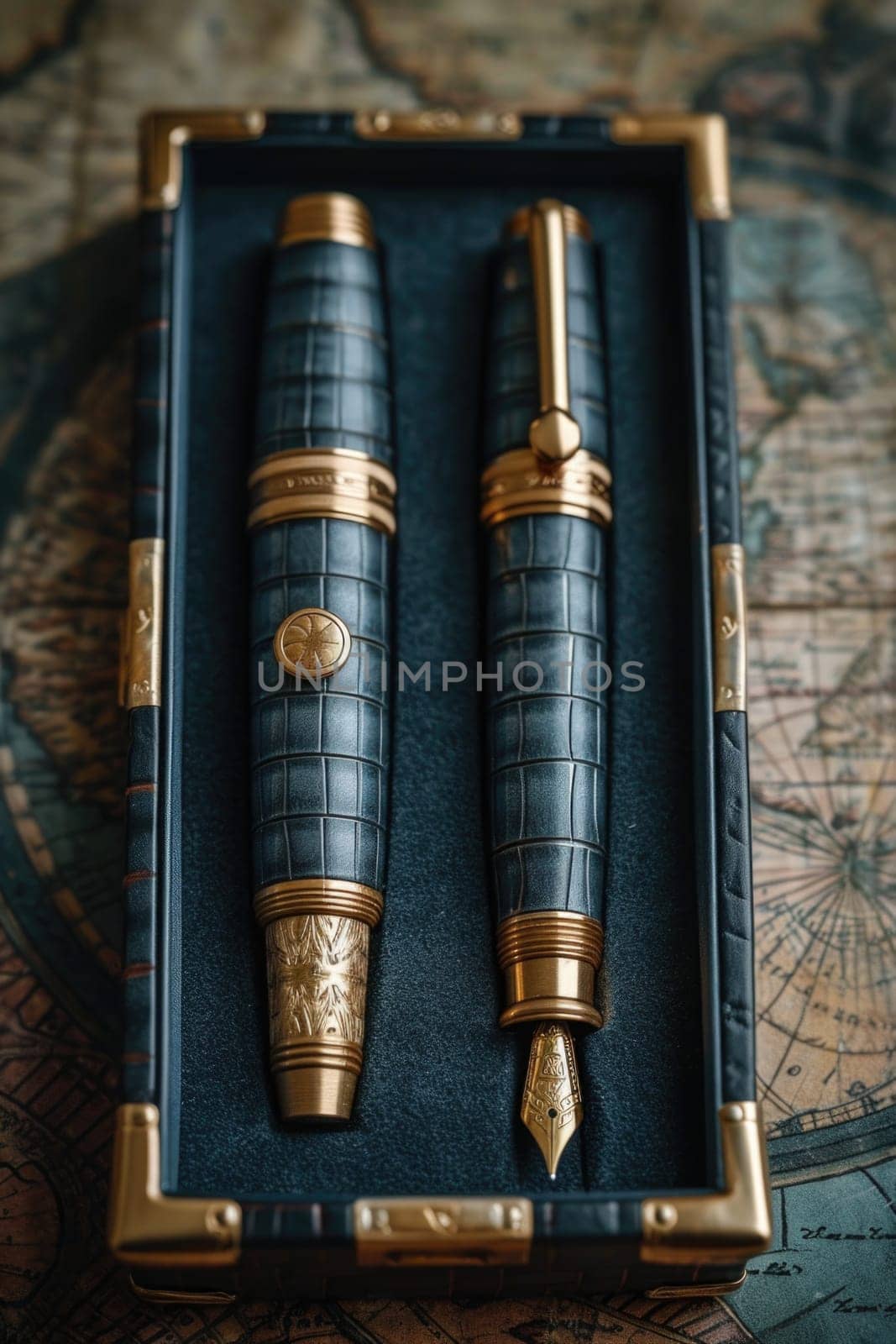 stylish fountain pen with a stylish box on the table.