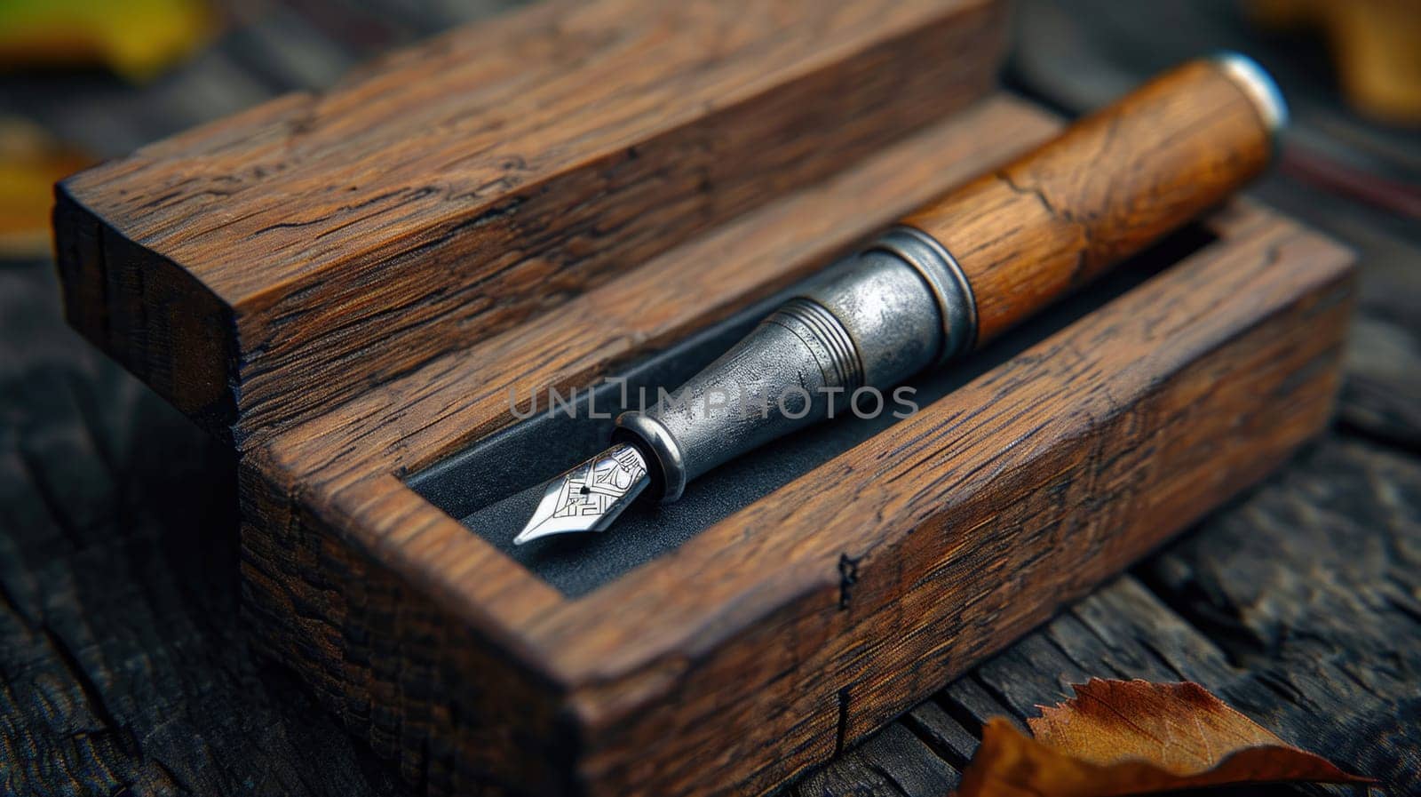 stylish fountain pen with a stylish box on the table.