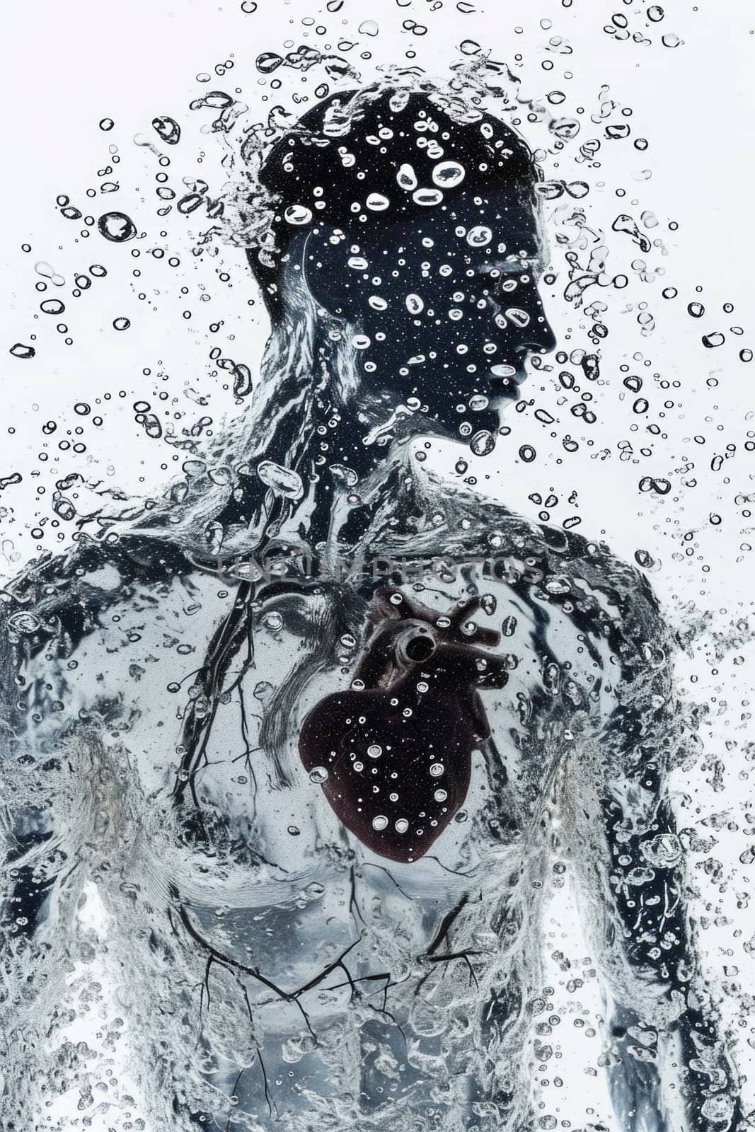 a human body made of water droplets, the whole body by Lobachad