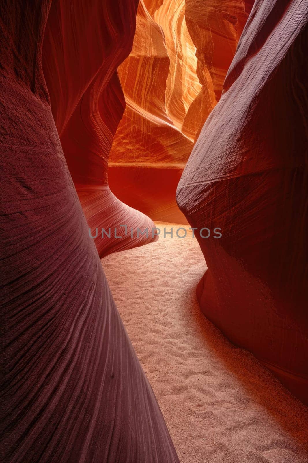 the bright colors of the ruined sandstone cliff in the canyon by Lobachad