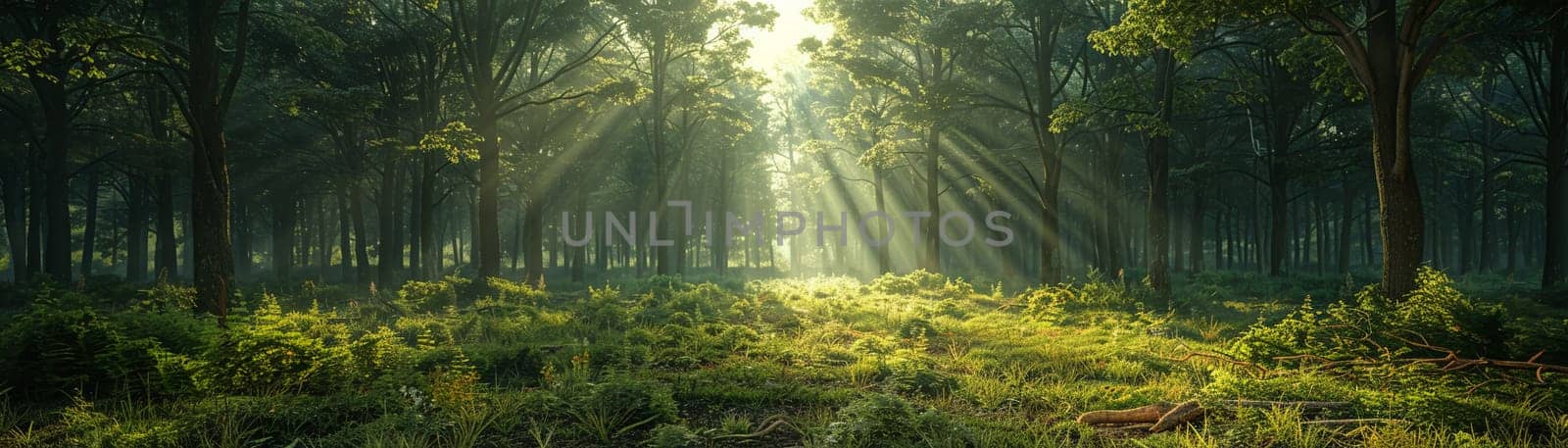 A peaceful forest clearing bathed in sunlight, offering a sanctuary in nature.