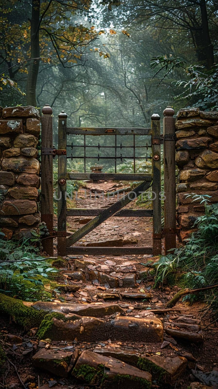 A rustic gate leading into a secret garden by Benzoix