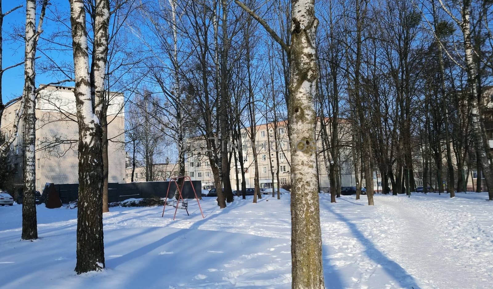 Landscape shot of the street on the winter day