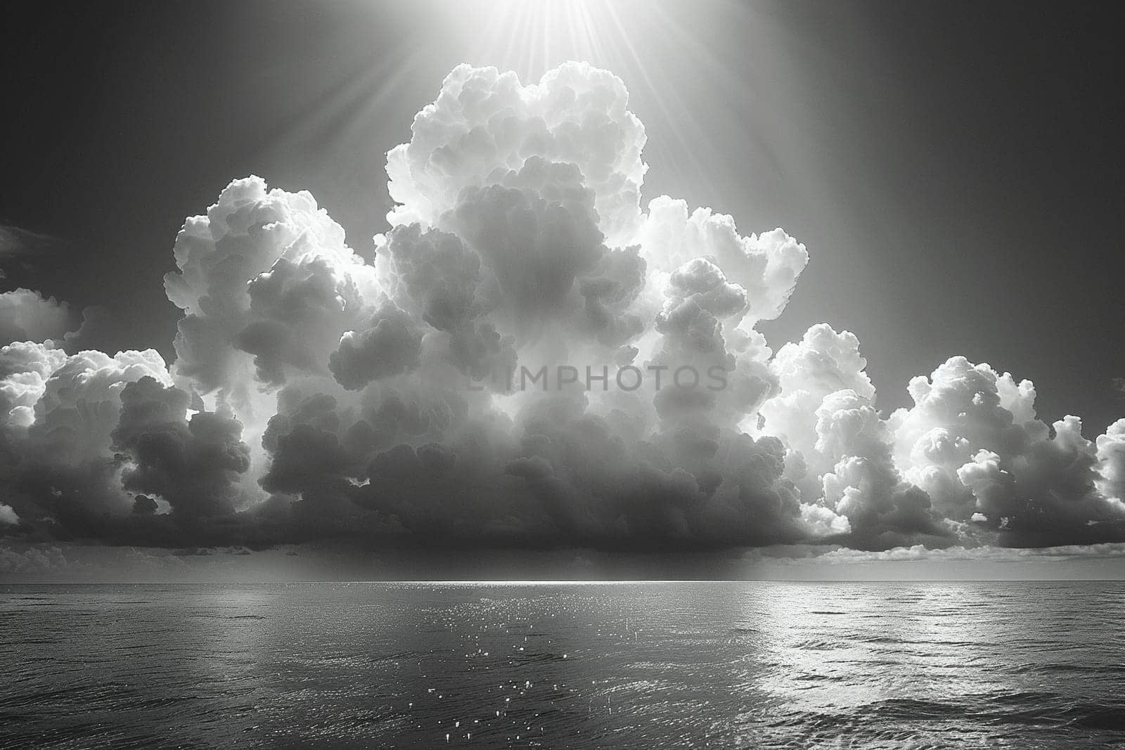 Dramatic cloud formations looming over a calm sea by Benzoix