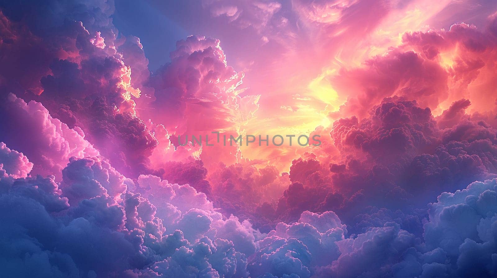 Cloudy sky at sunset with vibrant colors, for dramatic and inspirational backgrounds.