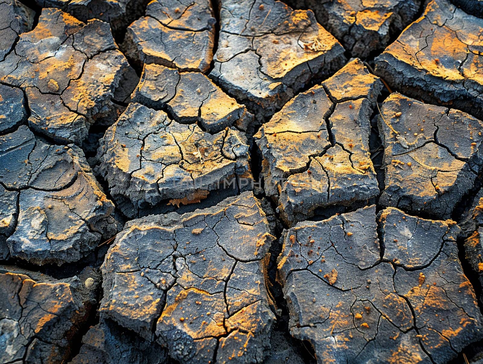 Cracked dry earth texture in desert, representing drought and environmental themes.