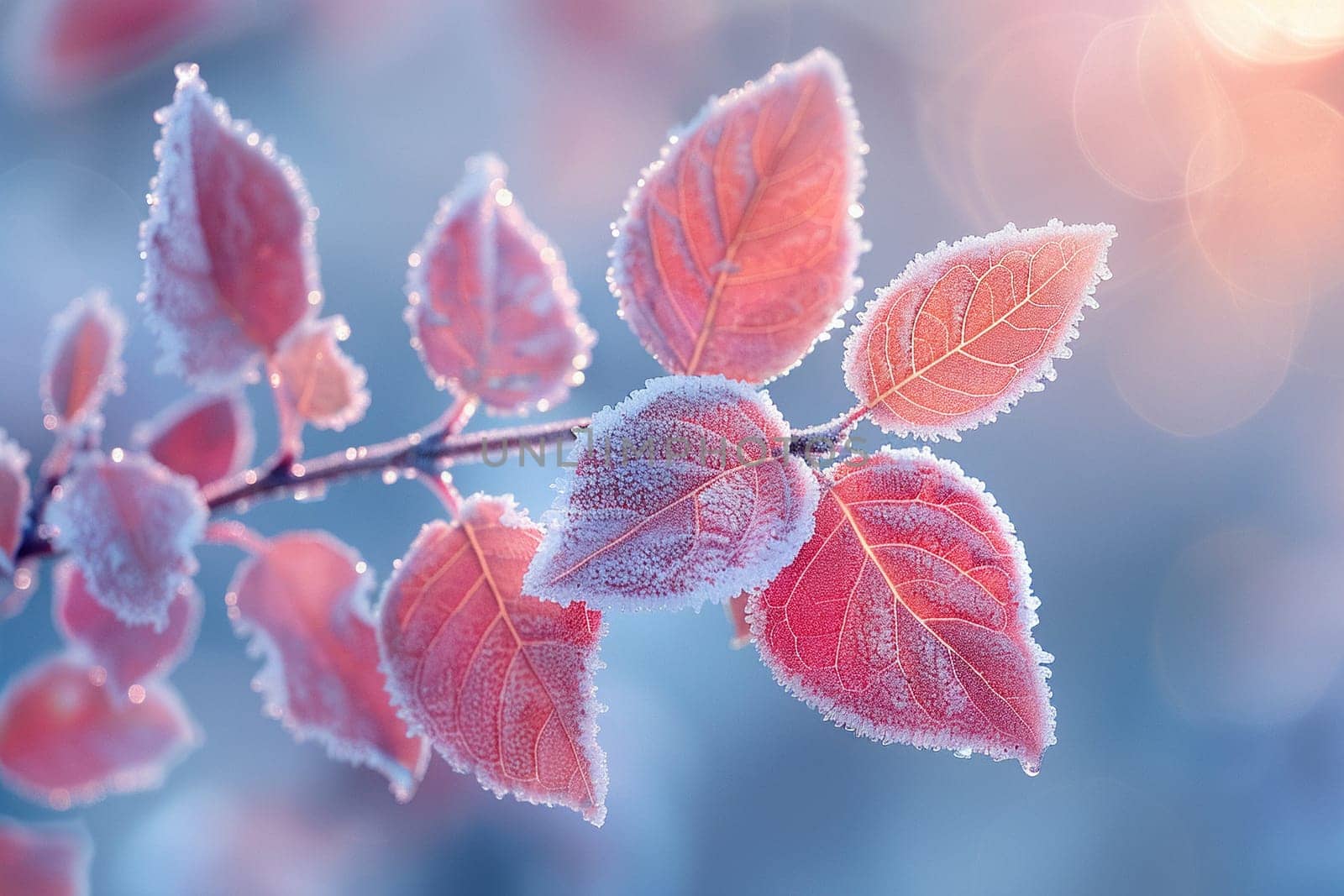 Frost-covered leaves on a brisk winter morning by Benzoix