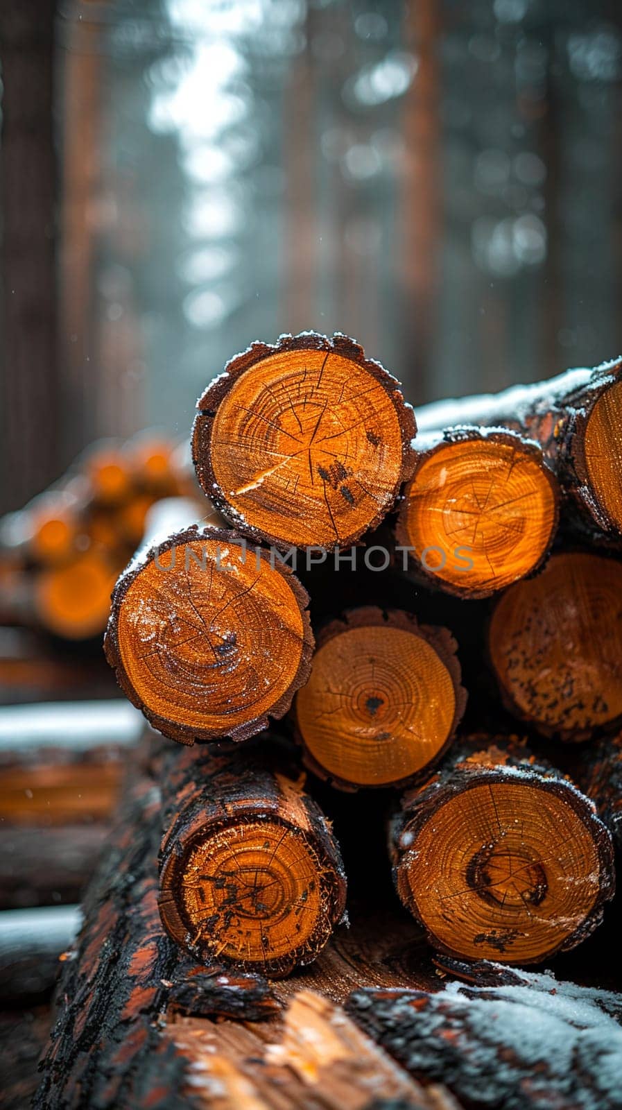 Freshly cut wood logs stacked by Benzoix