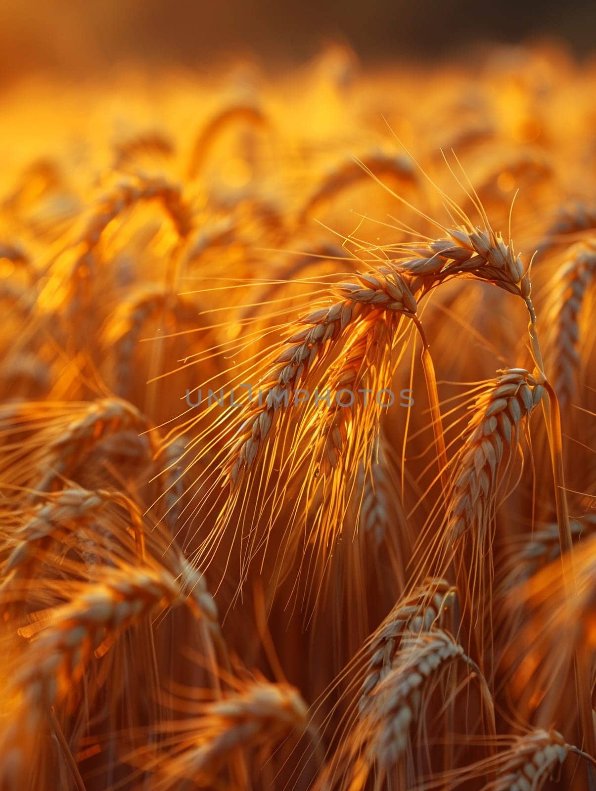 Golden wheat field swaying in the breeze, ideal for agricultural and country themes.