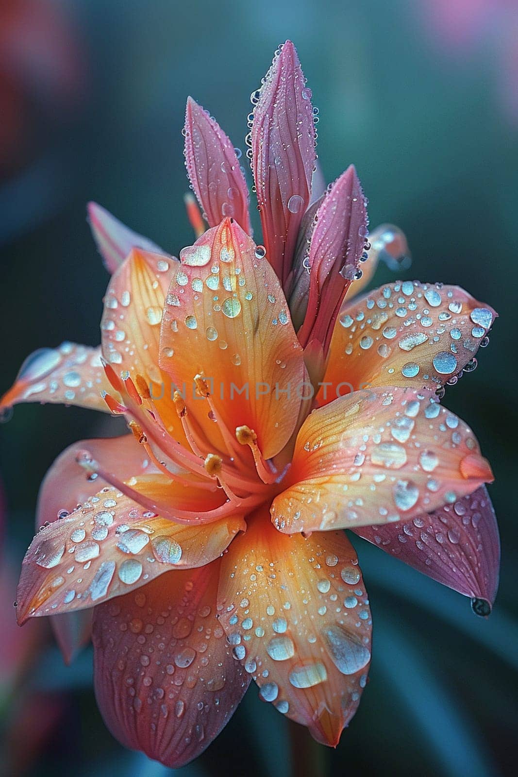 Fresh dew on a colorful garden flower by Benzoix