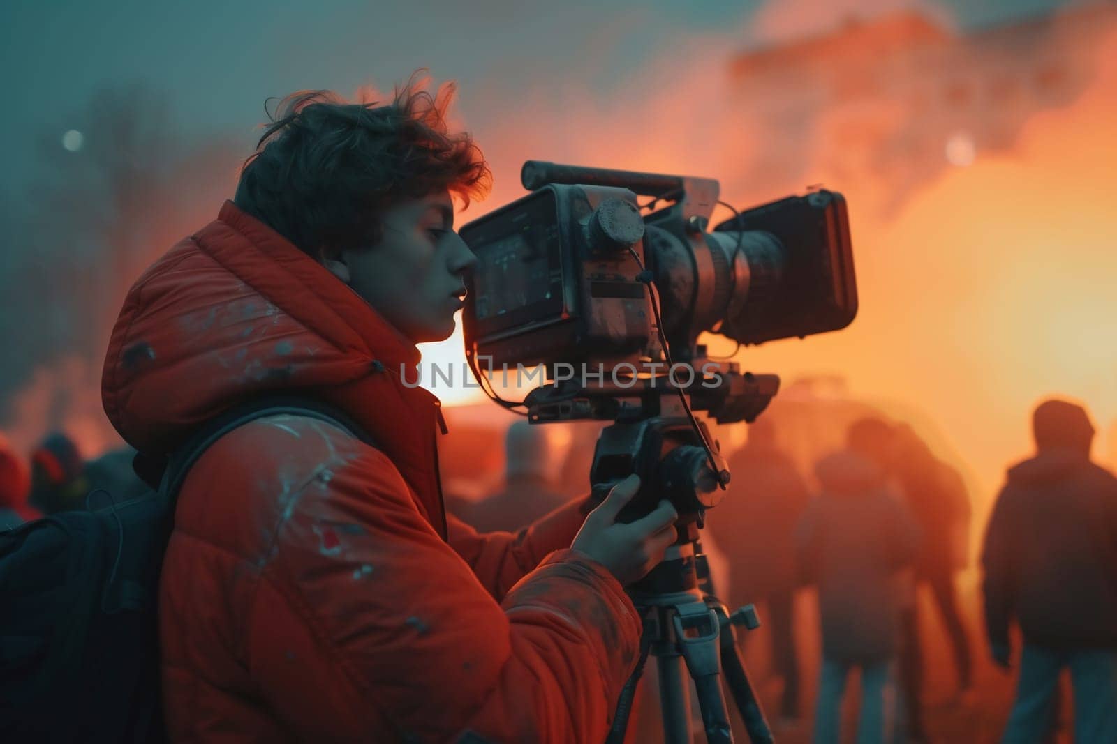 TV camera at the stadium during football matches. television camera during the soccer match. High quality photo