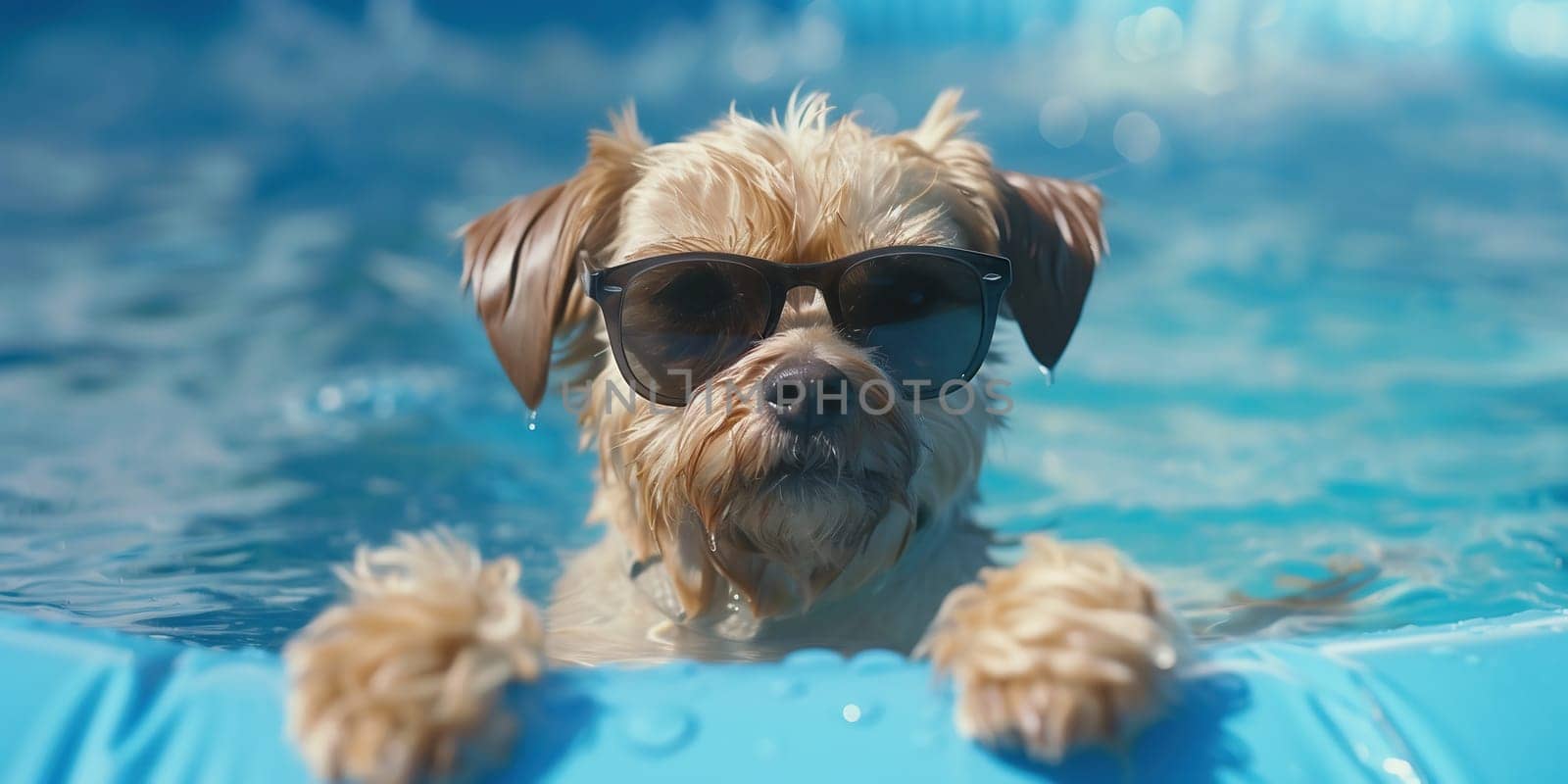 happy puppy dog with sunglasses. High quality photo