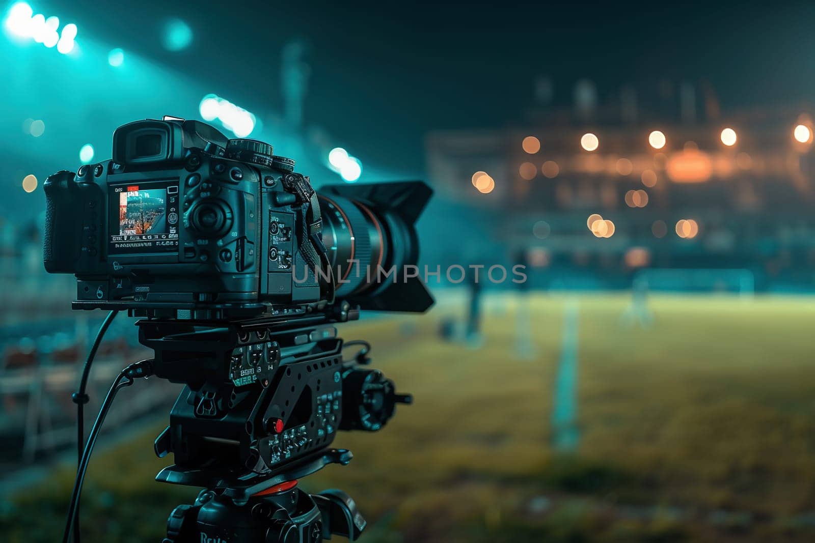 TV camera at the stadium during football matches. television camera during the soccer match. High quality photo