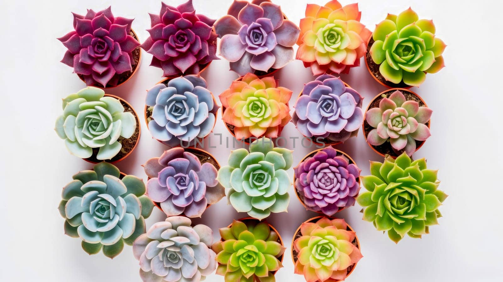 Many beautiful succulent plants as background, top view. Banner design