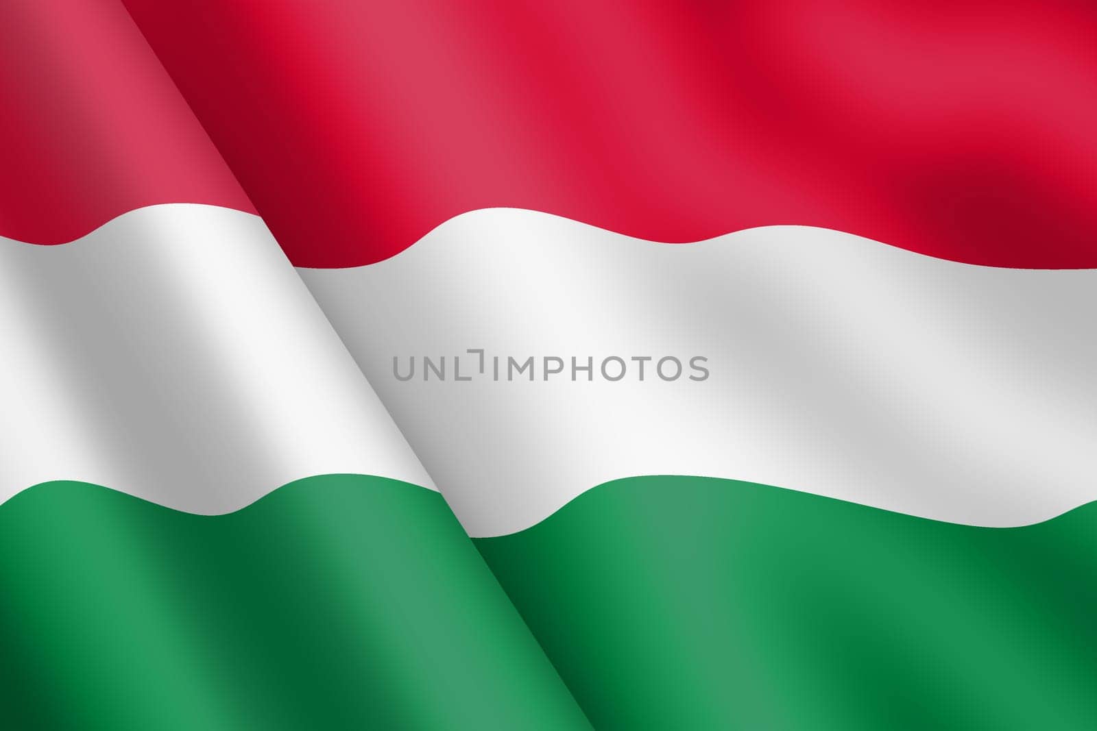 A Hungary waving flag 3d illustration wind ripple