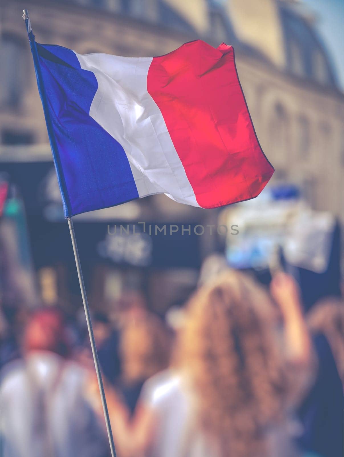 French Street Protest With Flag by mrdoomits