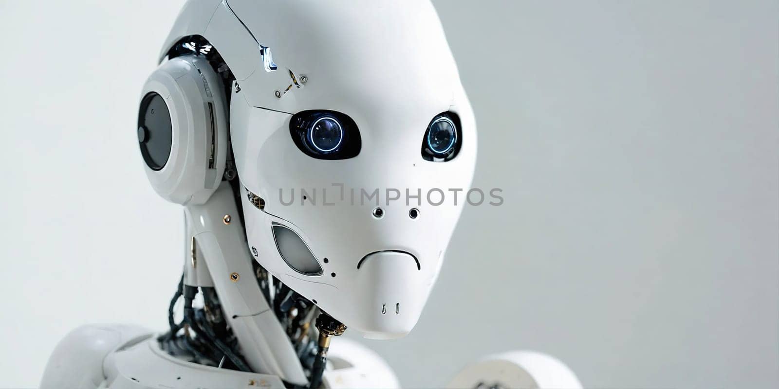 A white robot that looks like a human. Generative AI by gordiza