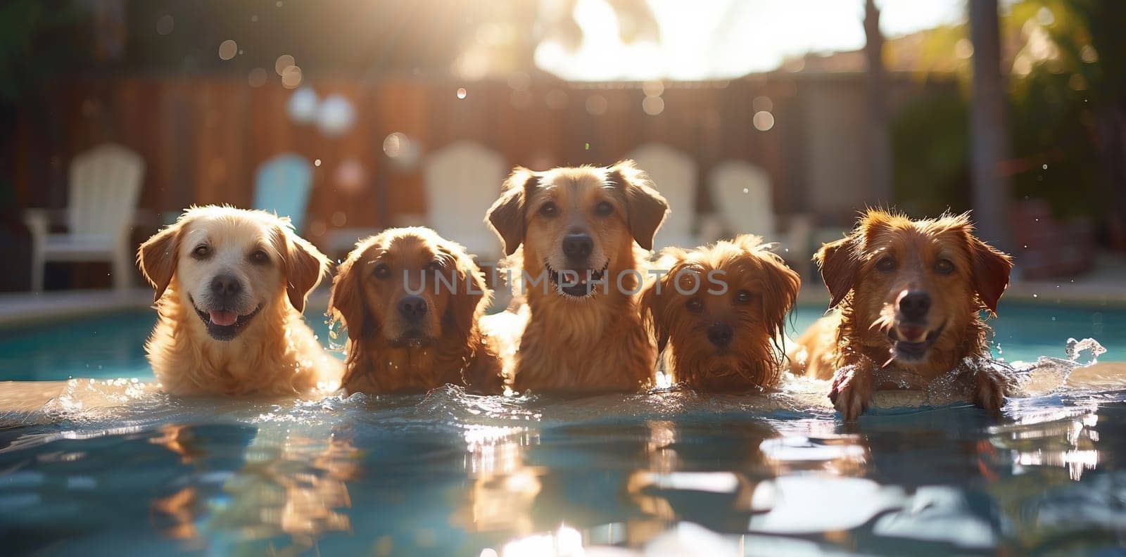 cute dogs swimming and play in the swimming pool by Andelov13