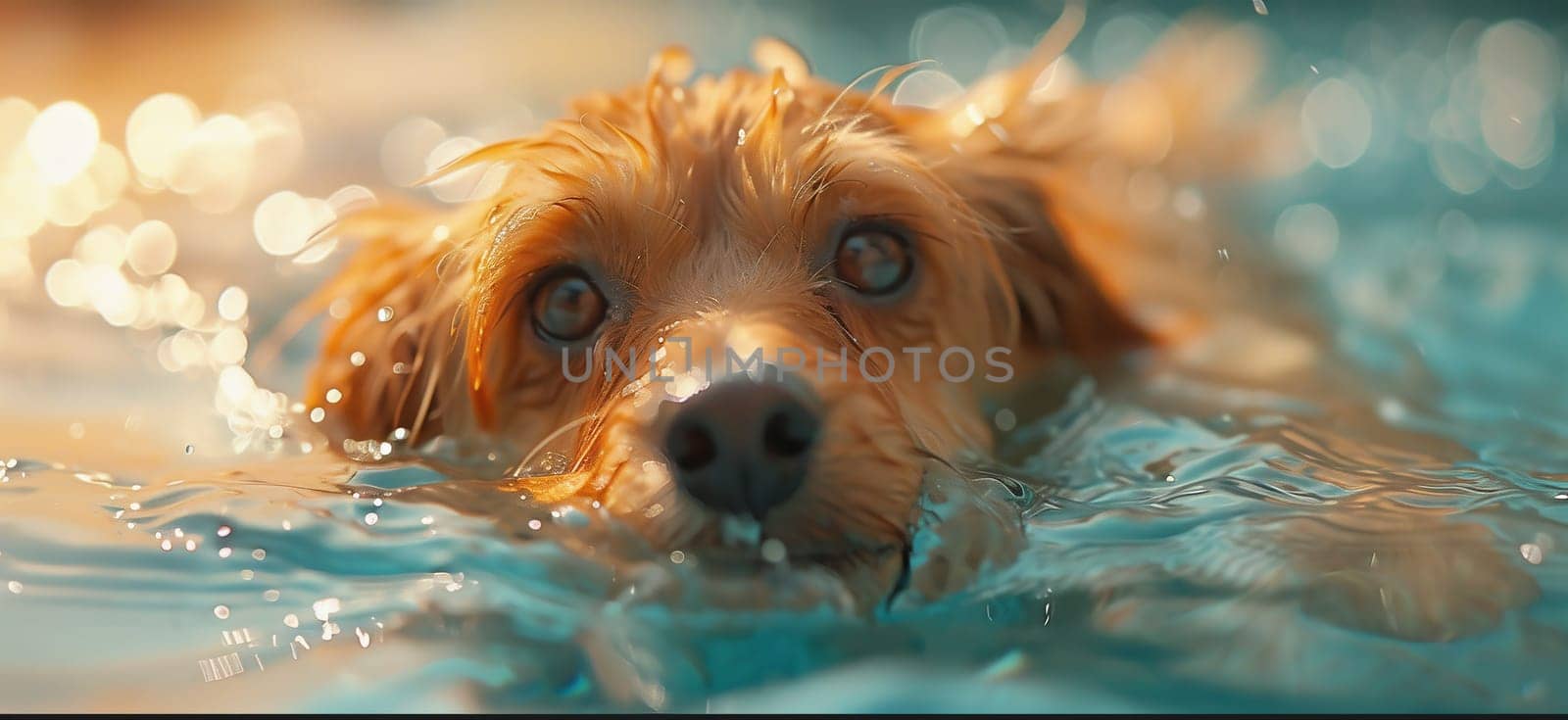 closeup wide angle underwater photo upshot of a dog underwater by Andelov13