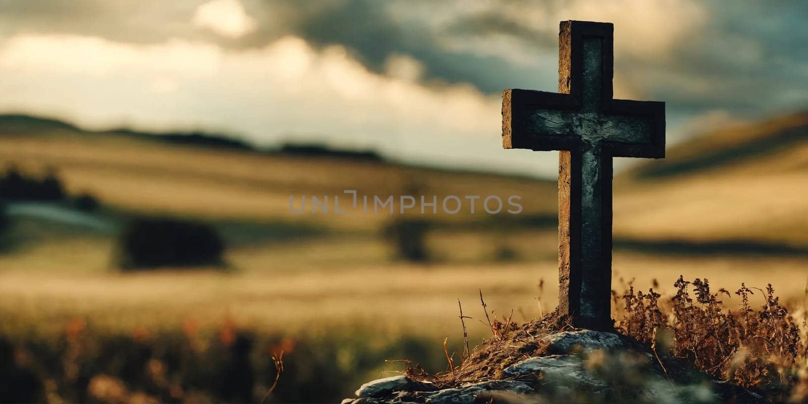 Cross in biblical places. Generative AI. High quality photo