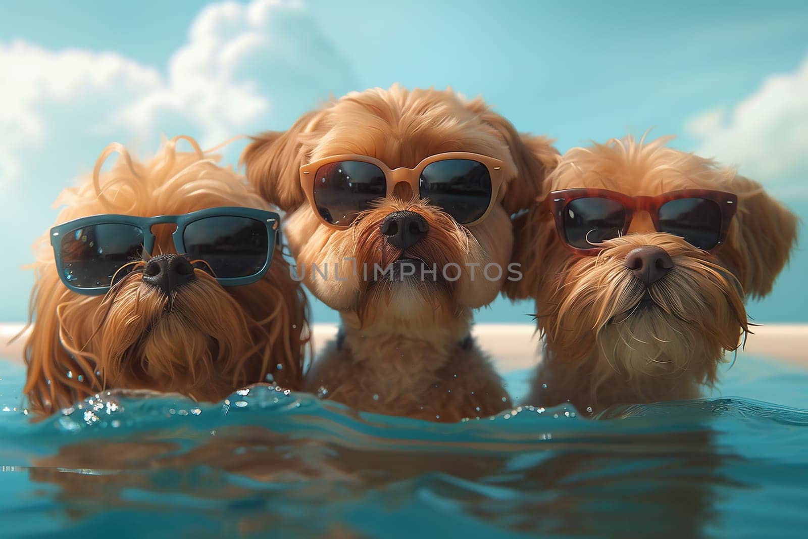 cute dogs swimming and play in the swimming pool by Andelov13
