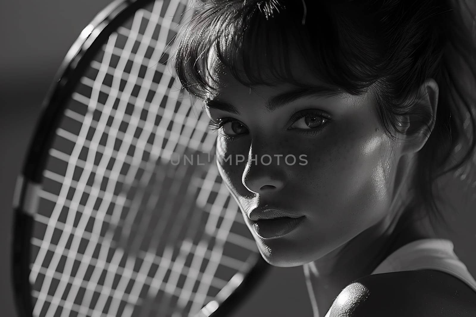 Sexy sportive girl with tennis racket . High quality photo