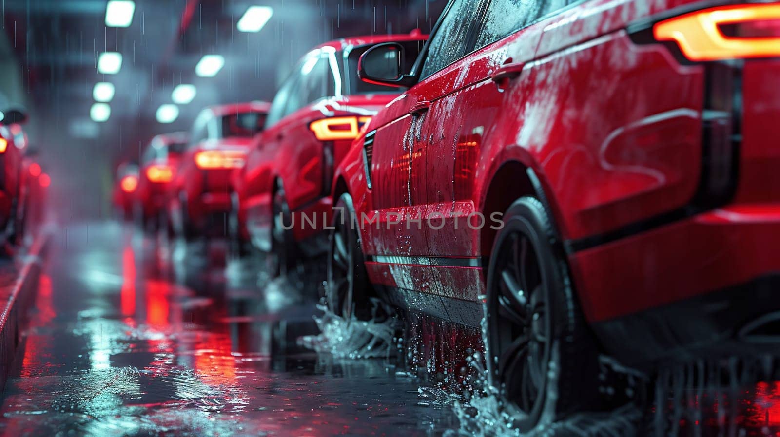 Hard rain fall at night with blurry cars as background. High quality photo