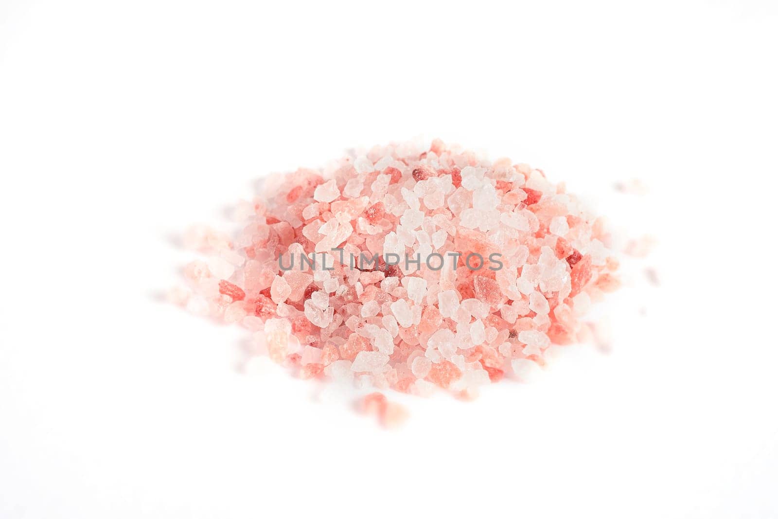 Pink Himalayan salt on white background