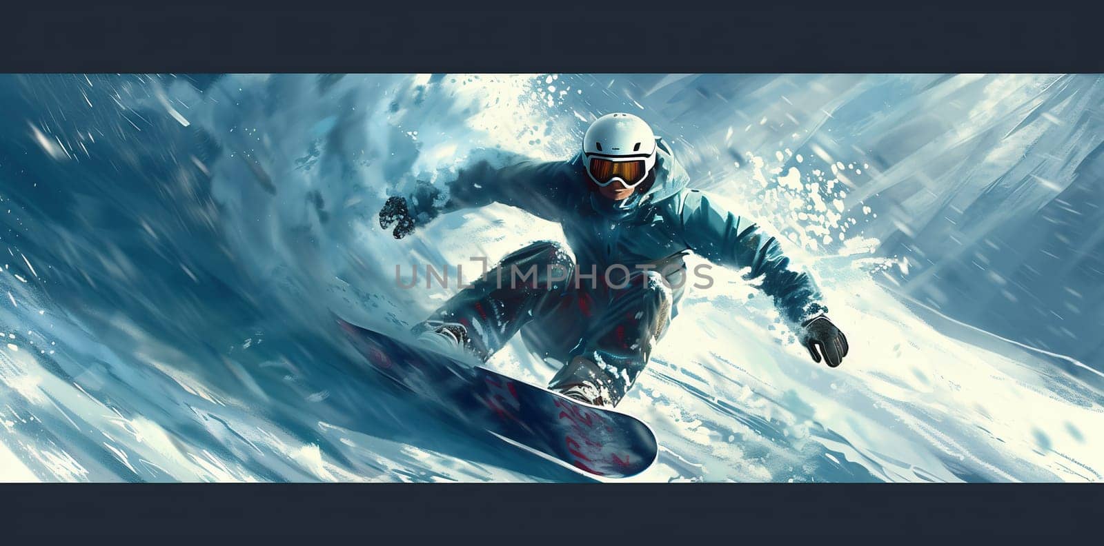 Snowboarder in action. Extreme winter sports. High quality photo