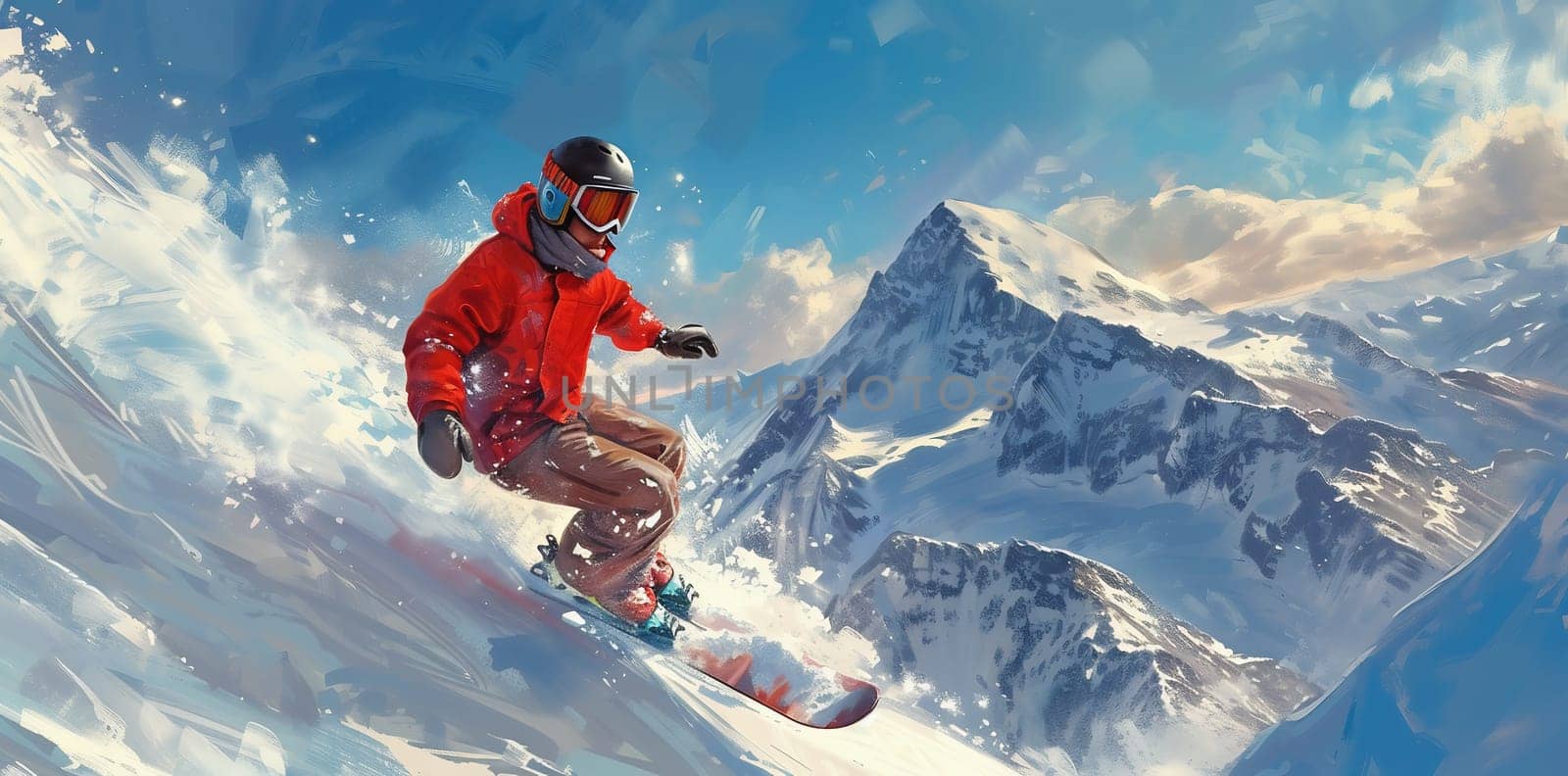 Snowboarder in action. Extreme winter sports. High quality photo