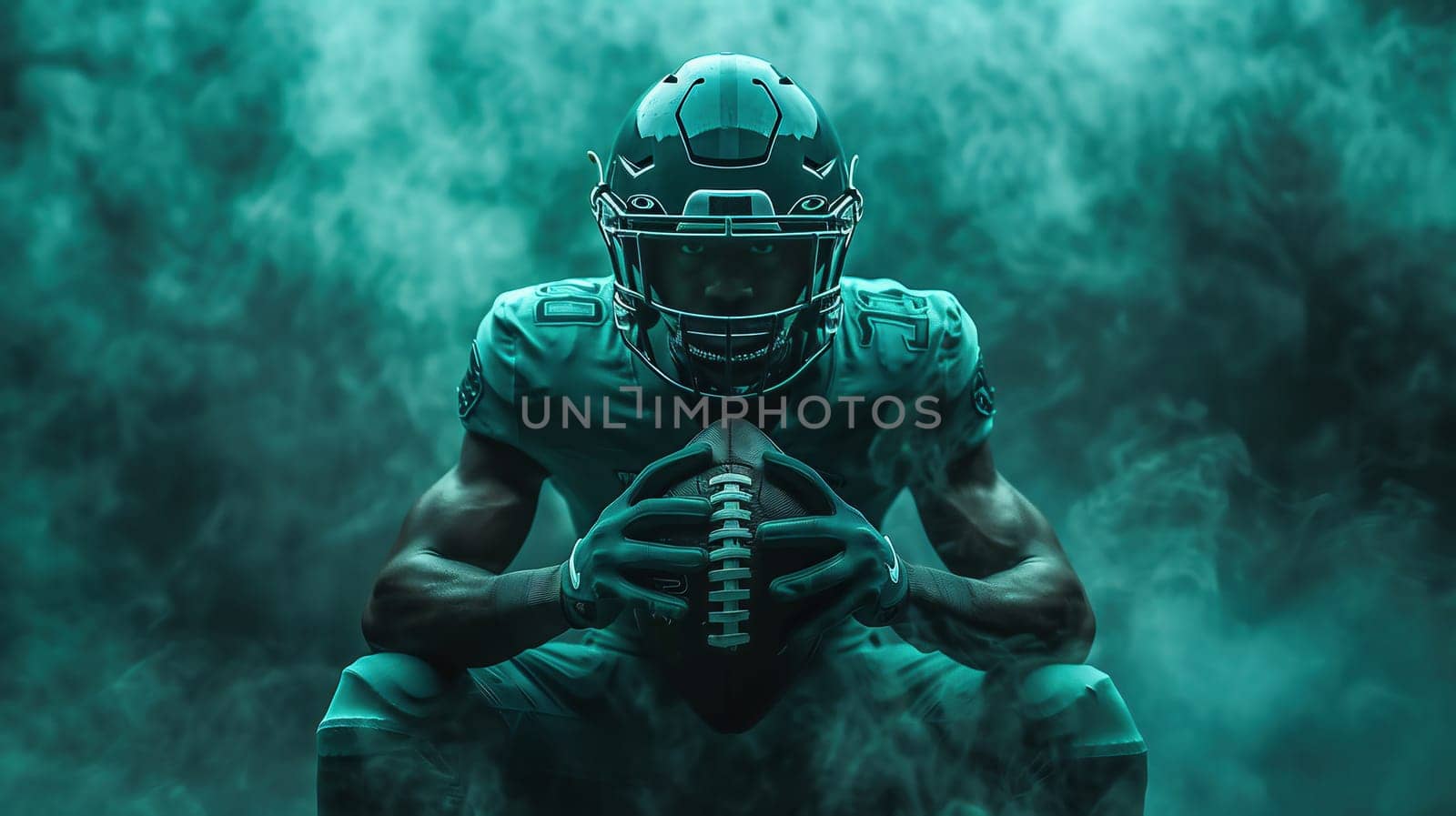 one quarterback american football player throwing ball. High quality photo