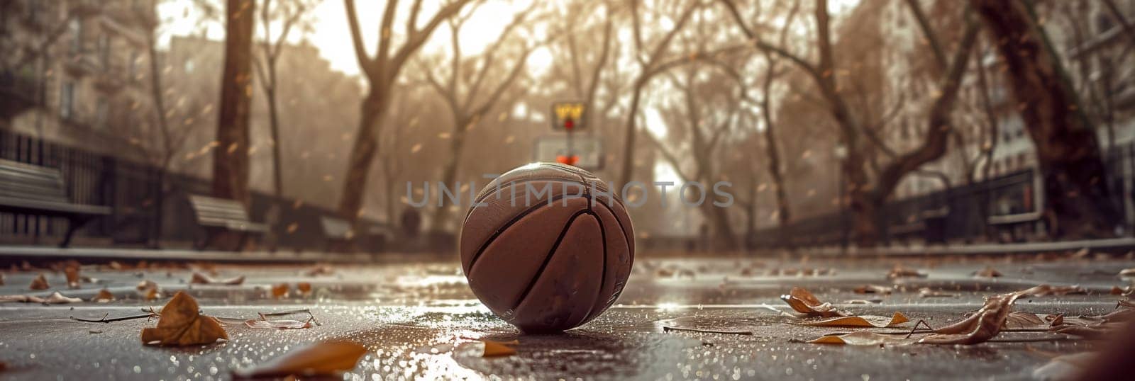 Basketball on urban court. Vintage style by Andelov13