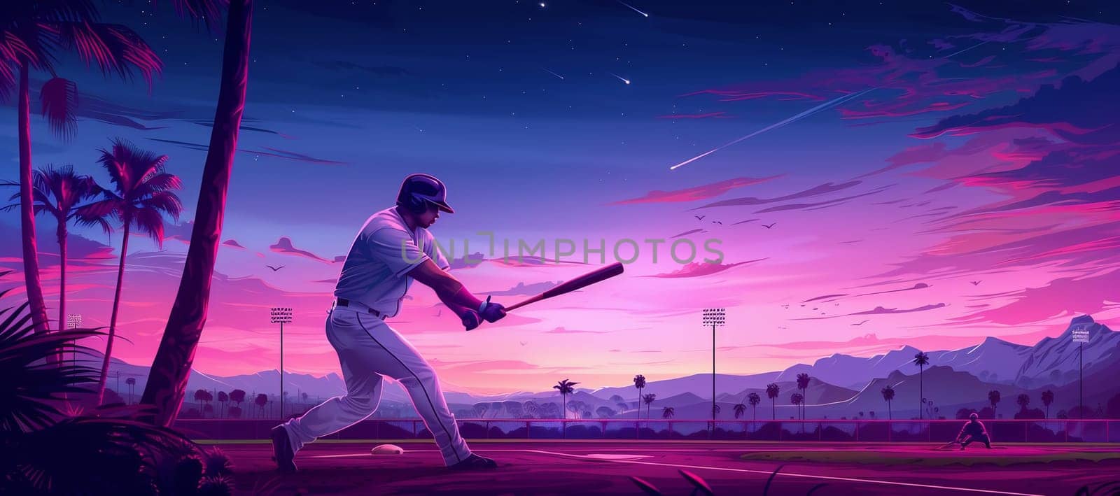 illustration of batsman playing cricket championship sports. High quality photo