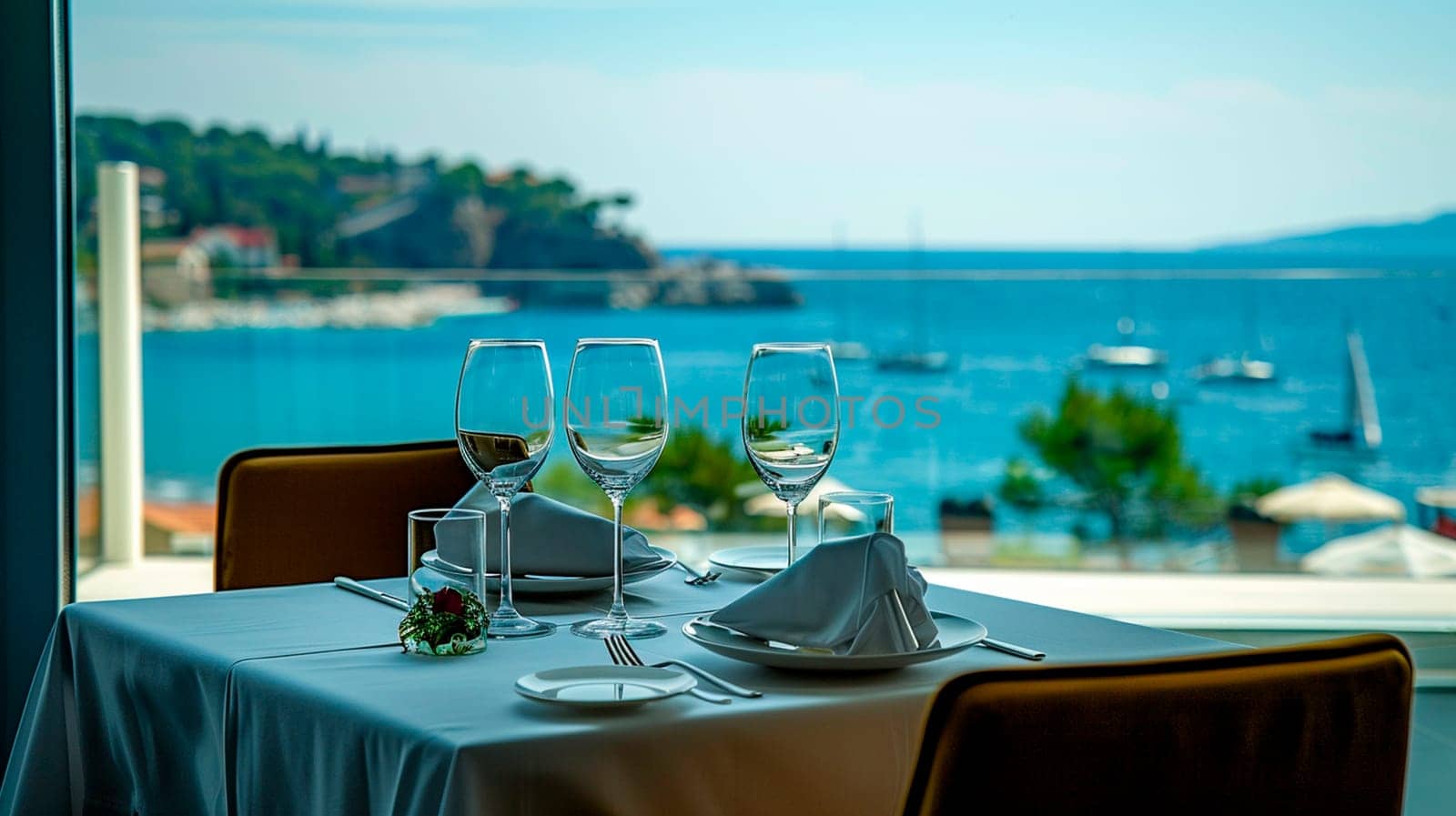 cafe table by the sea. selective focus. nature.