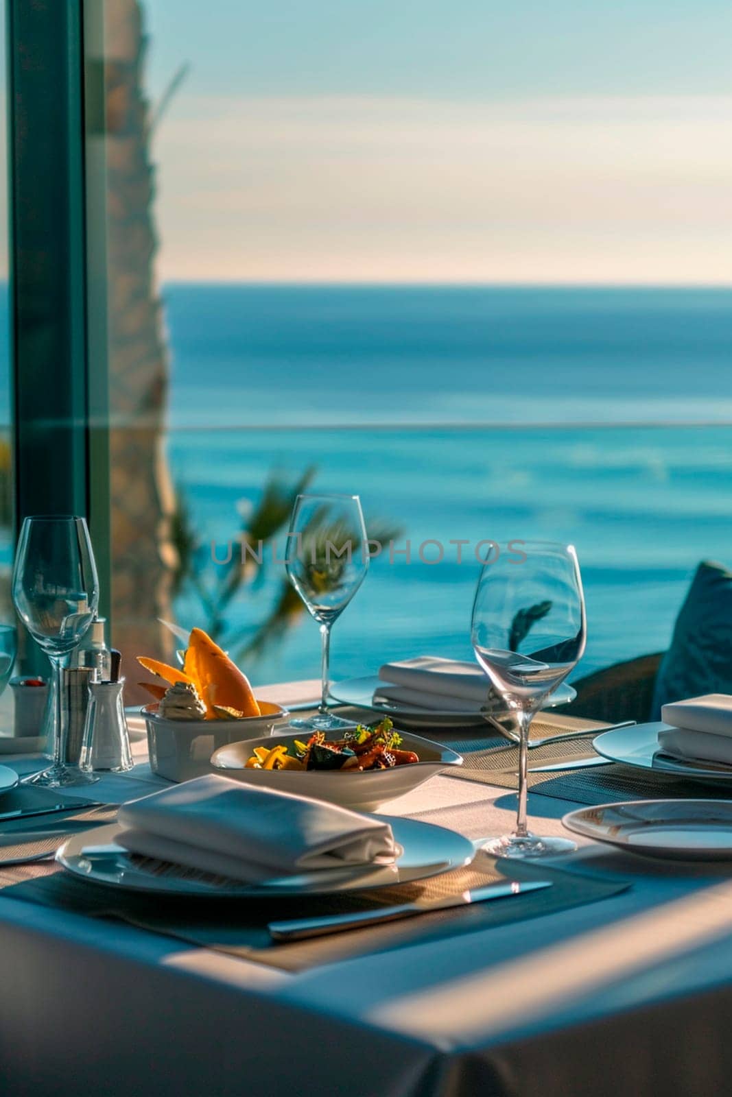 cafe table by the sea. selective focus. nature.