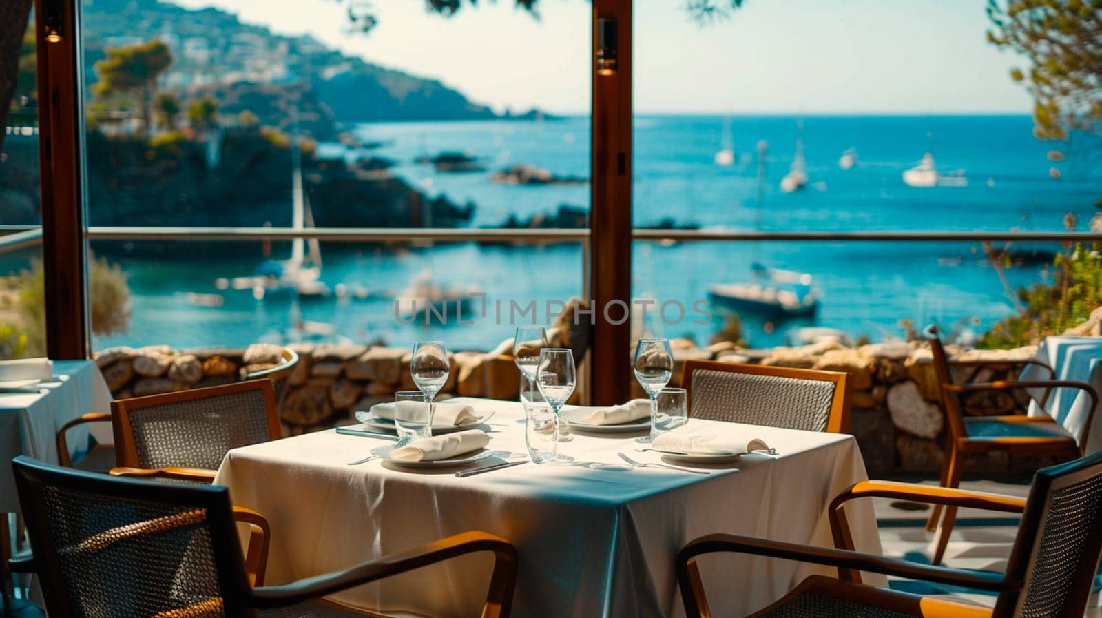 cafe table by the sea. selective focus. nature.