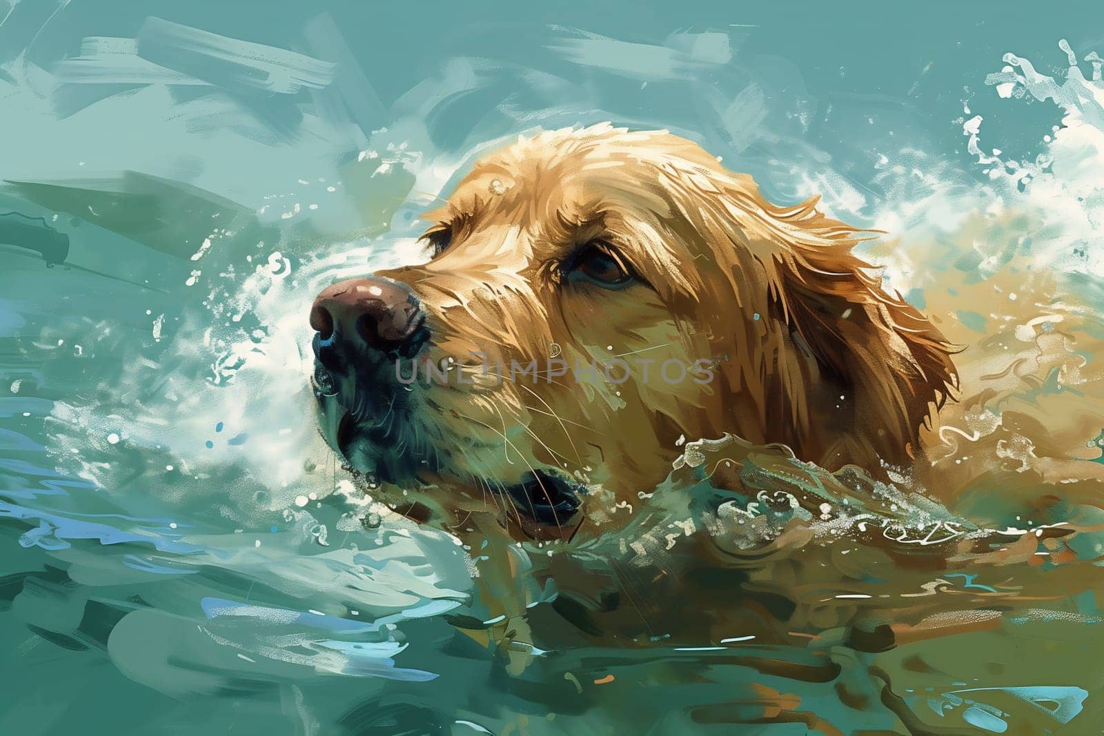 cute little dog swimming in pool by Andelov13