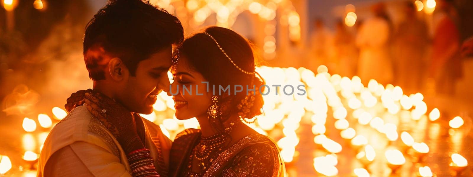 couple in love on Diwali holiday. selective focus. people.