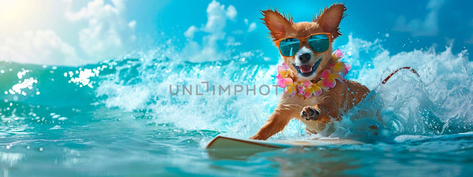 the dog swims on the surf. Selective focus. by yanadjana