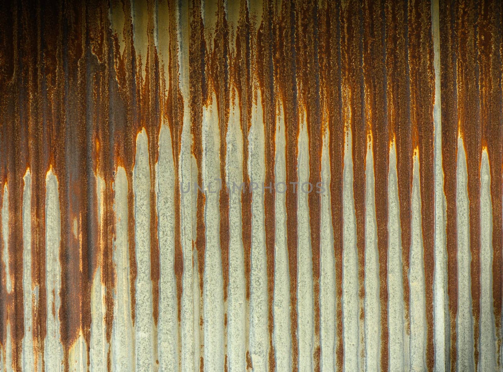 Refurbished, aged corrugated iron sheet on wall 1