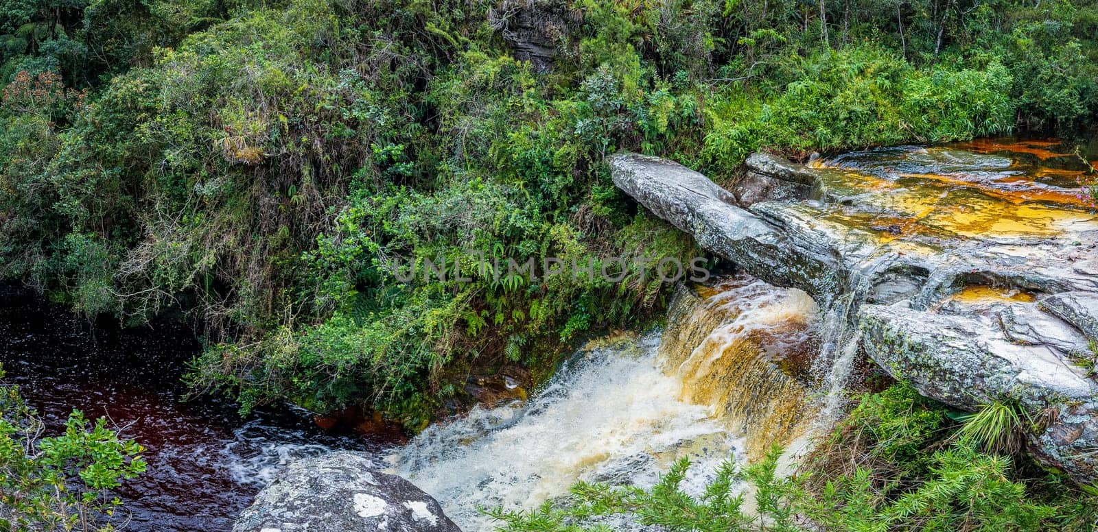 Serene Waterfall in Lush Green Forest Landscape by FerradalFCG
